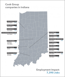 Cook Group currently employs more than 7,000 people in its home state of Indiana. Click image to enlarge.