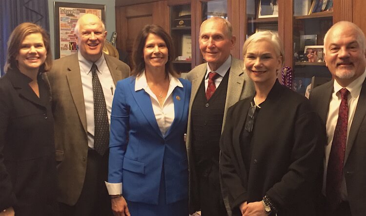 Allison Giles, Tom Connaughton, Congresswoman Cheri Bustos (who represents Canton, Illinois), Steve Ferguson, Gretchen Gutman, and Dan Peterson at swearing-in day for the 115th Congress in Washington, DC, in January 2017.